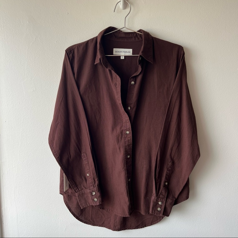 Aritzia NWT 100% Cotton Chocolate Brown Button up